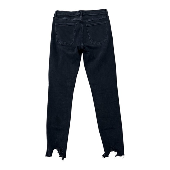 AGOLDE Mid Rise Sophie Black Stretchy Denim Jeans Skinny Size 28 Distressed Hem - Picture 5 of 10